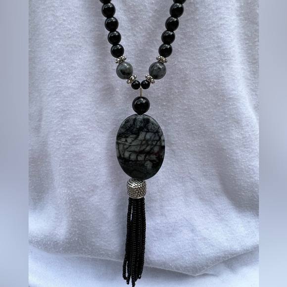 Vintage Black tourmaline & Obsidian necklace - Picture 2 of 3